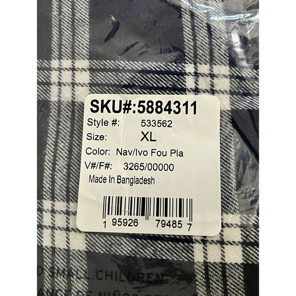 Lands End Flannel Jacket Sz XL Navy Ivory New Winter - Picture 4 of 4